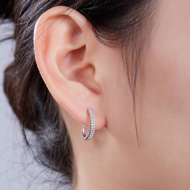 双排对半耳环S925银Moissanite厘石D级0.28ct